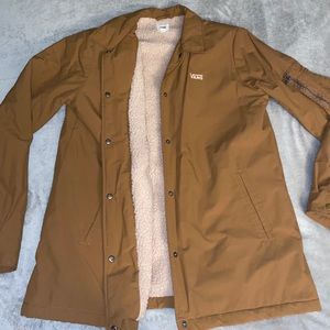 New Tan and Pink Vans Fuzzy Button-up jacket M